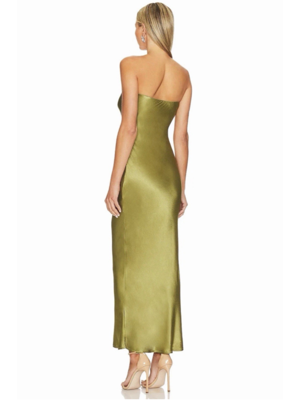 SNDYS x REVOLVE Angel Strapless Midi Dress in Olive Green 6/M NWT $94 - Picture 3 of 9